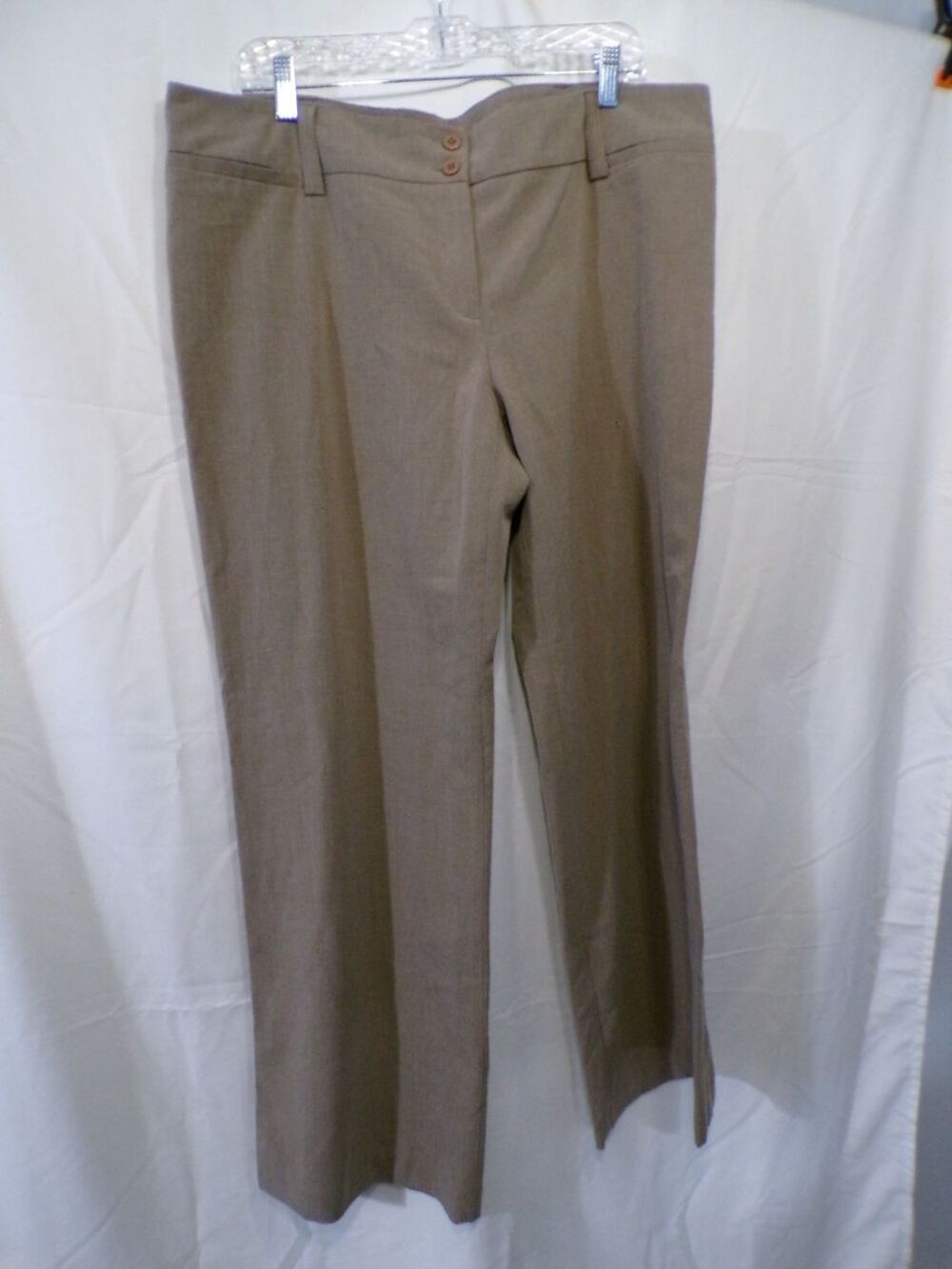 AB STUDIO Townsend Women's Dress Pants Sz 16 Brown Flat Front Straight